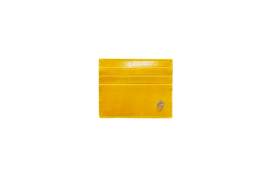 Yellow Oriolus - Portacarte Cuoio Pennellato